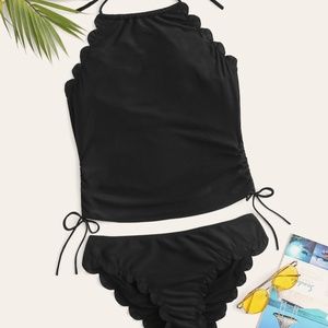 Black Scallop Tankini Swim Suit